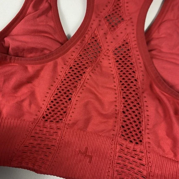 Joy Lab Sports Bra Womens Small Red Seamless Racerback Padded Athletic Gym - Picture 8 of 10